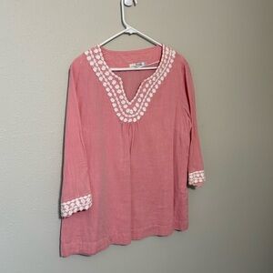 Boden Pink Tunic with White Accents
